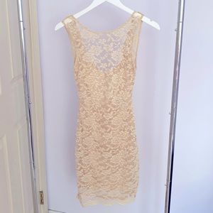 Nude lace midi dress, size 2